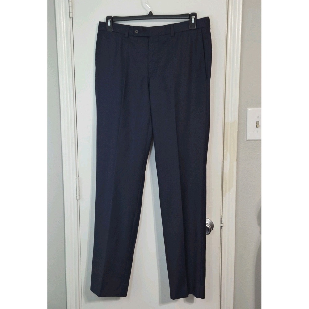 Ted Baker London Dress Pants Mens 34R Navy Blue Flat Front Wool Career Business